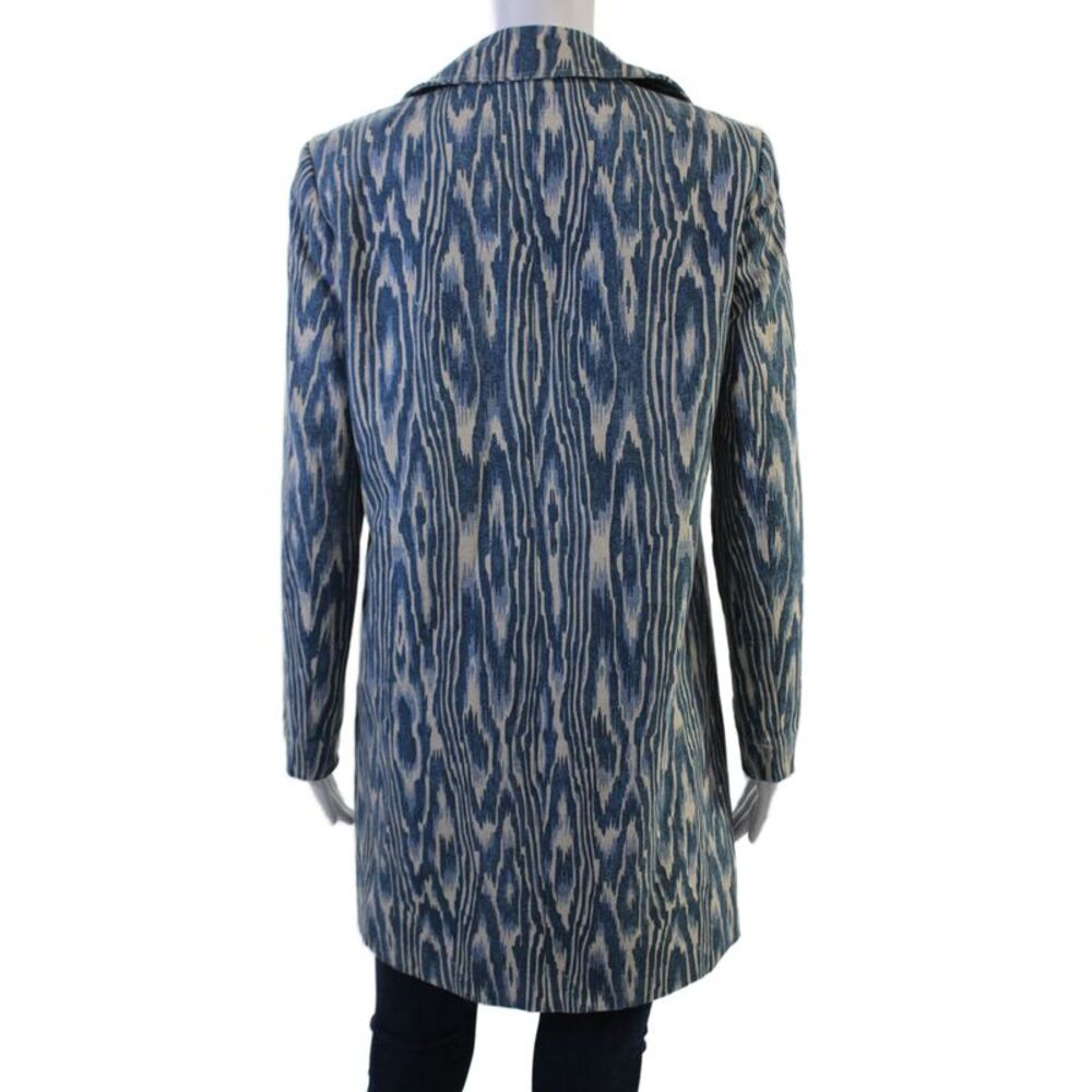 J. Mclaughlin Women Overcoat Blue Collared Hook & Eye Bohemian Size XS - Picture 4 of 7